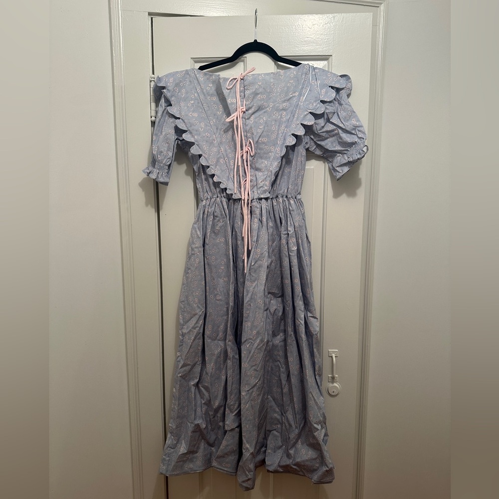 Dondolo Blue and Pink Striped Smocked Women’s Dress - Picture 6 of 7